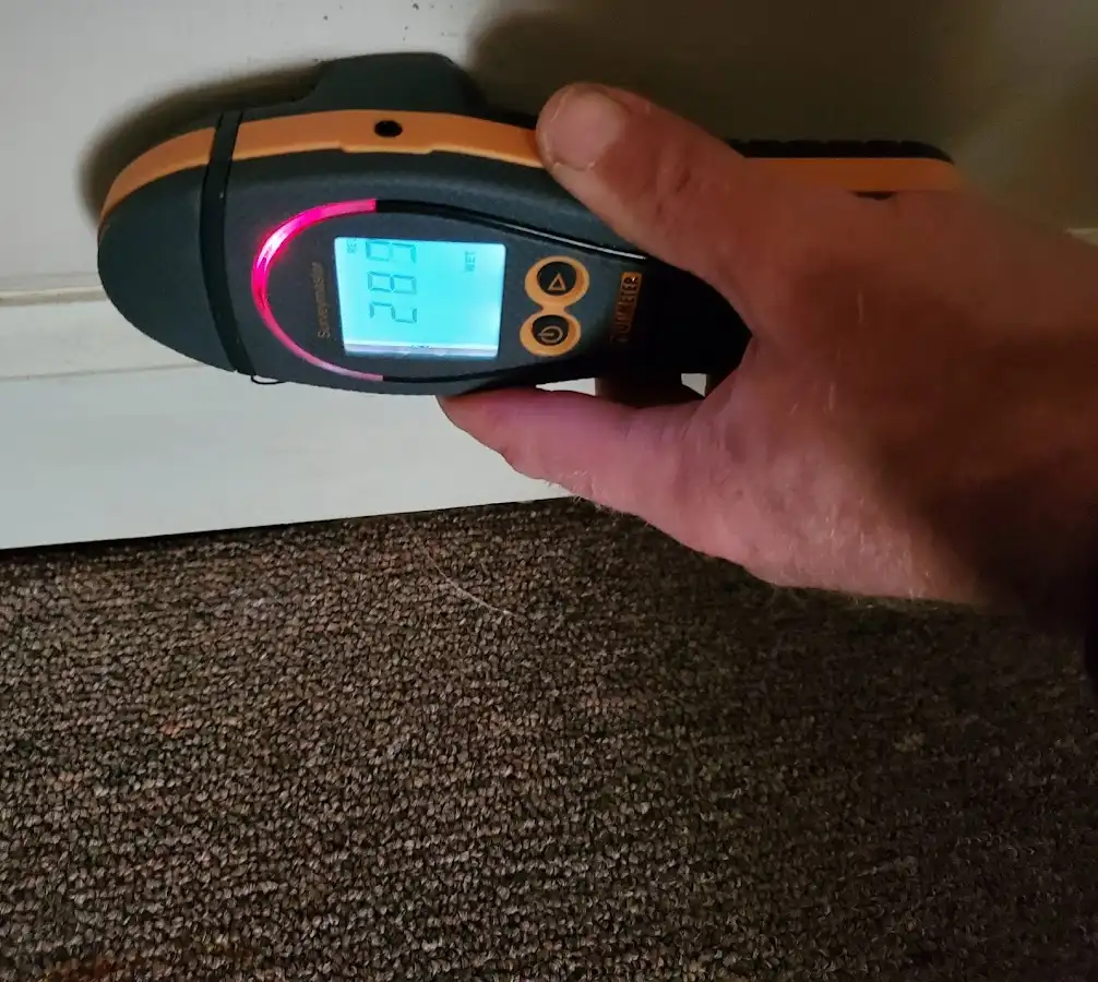 Moisture detection at baseboard during Mold Inspection & Testing in Lake St. Louis